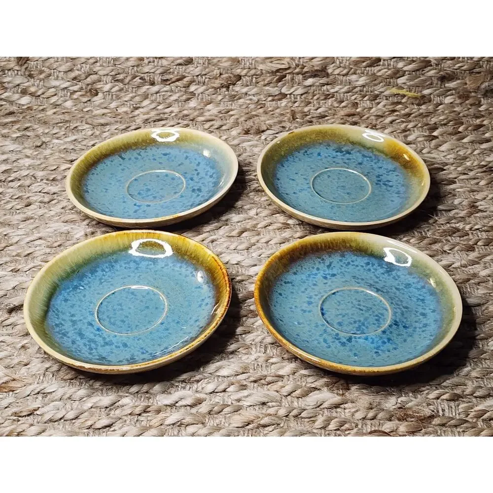 Artisanal Ceramic Teapot & Cup Set in Blue and Yellow
